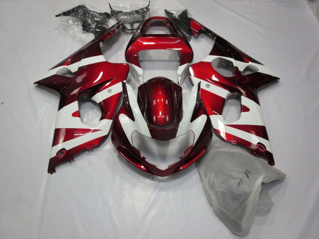 00-02 Rouge Profond & Blanc GSXR 1000 Carénage Moto 00-02 Rouge Profond & Blanc GSXR 1000 Carénage Moto