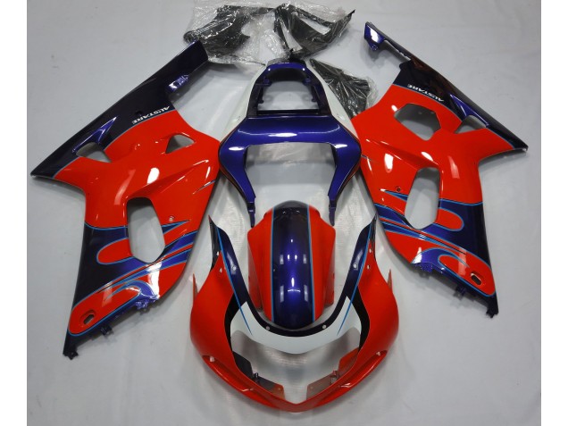 01-03 Rouge Brillant & Bleu GSXR 600-750 Carénage Moto 01-03 Rouge Brillant & Bleu GSXR 600-750 Carénage Moto