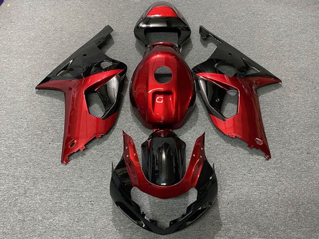 01-03 Rouge Brillant & Noir GSXR 600-750 Carénage Moto 01-03 Rouge Brillant & Noir GSXR 600-750 Carénage Moto