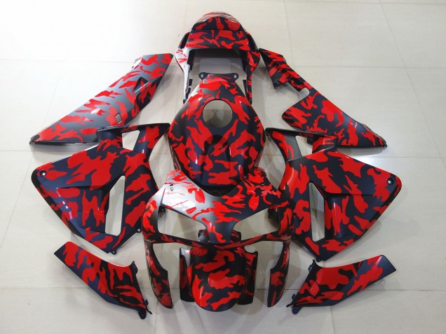 03-04 Noir Mat & Rouge Camo CBR600RR Carénage Moto 03-04 Noir Mat & Rouge Camo CBR600RR Carénage Moto