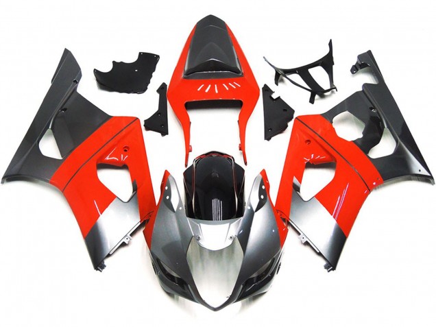 03-04 Rouge Uni & Argent GSXR 1000 Carénage Moto 03-04 Rouge Uni & Argent GSXR 1000 Carénage Moto