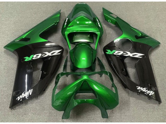 03-04 Vert Brillant & Noir ZX6R Carénage Moto 03-04 Vert Brillant & Noir ZX6R Carénage Moto