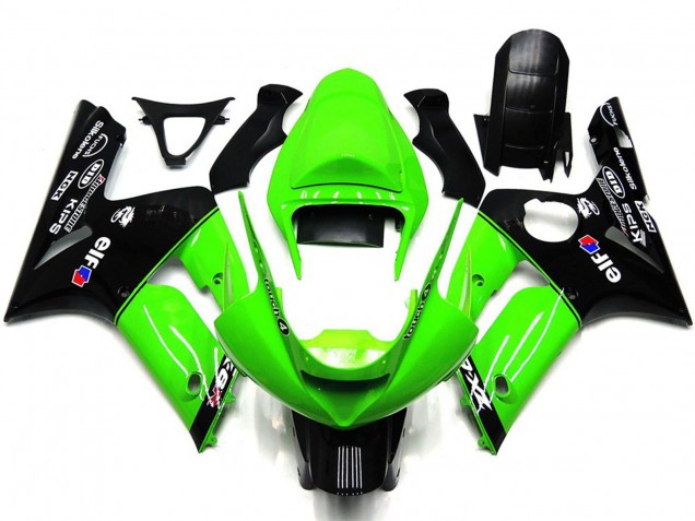 03-04 Vert Clair & Noir Elf ZX6R Carénage Moto
