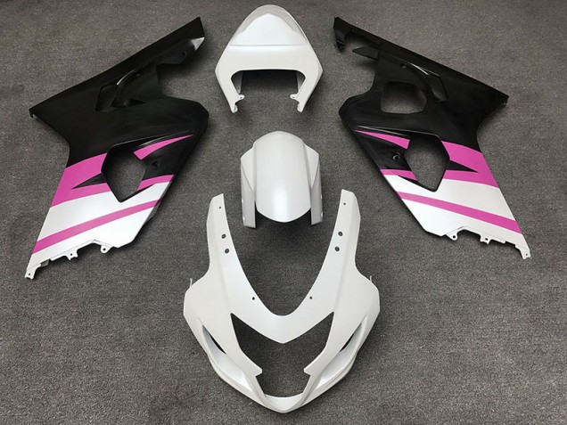 04-05 Blanc Mat & Rose GSXR 600-750 Carénage Moto 04-05 Blanc Mat & Rose GSXR 600-750 Carénage Moto