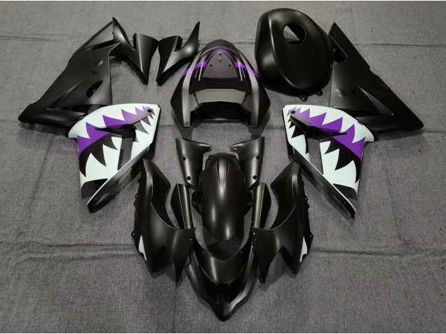 04-05 Requin Noir Mat & Violet ZX10R Carénage Moto 04-05 Requin Noir Mat & Violet ZX10R Carénage Moto