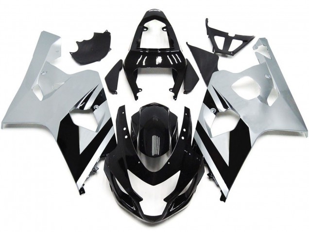 04-05 Style Argent & Noir Brillant OEM GSXR 600-750 Carénage Moto