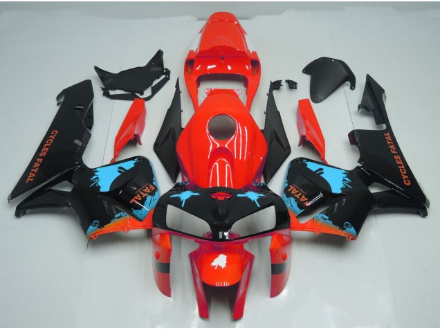 05-06 Éclaboussures Bleu Clair Sur Rouge CBR600RR Carénage Moto