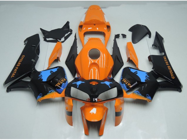 05-06 Éclaboussures Orange & Noires CBR600RR Carénage Moto 05-06 Éclaboussures Orange & Noires CBR600RR Carénage Moto