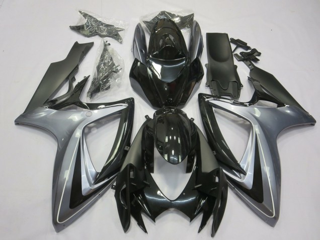 06-07 Argent Clair & Noir GSXR 600-750 Carénage Moto 06-07 Argent Clair & Noir GSXR 600-750 Carénage Moto