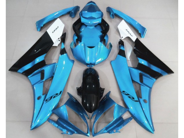 06-07 Bleu Clair Brillant & Noir R6 Carénage Moto