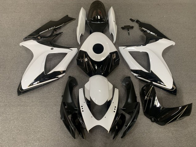 06-07 Noir Mat & Blanc Brillant GSXR 600-750 Carénage Moto
