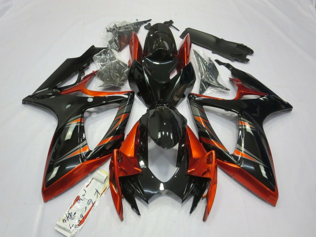 06-07 Orange & Noir GSXR 600-750 Carénage Moto