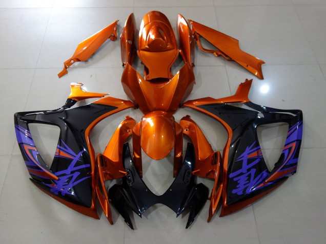 06-07 Orange Vif & Noir Brillant GSXR 600-750 Carénage Moto