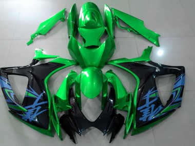 06-07 Vert Brillant & Noir GSXR 600-750 Carénage Moto
