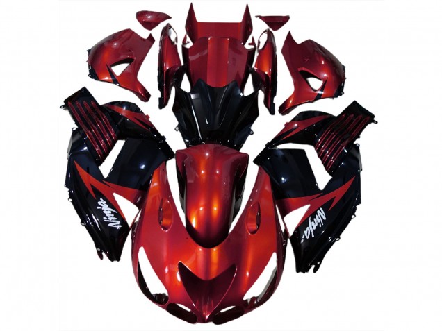06-11 Rouge Brillant & Noir ZX14R Carénage Moto