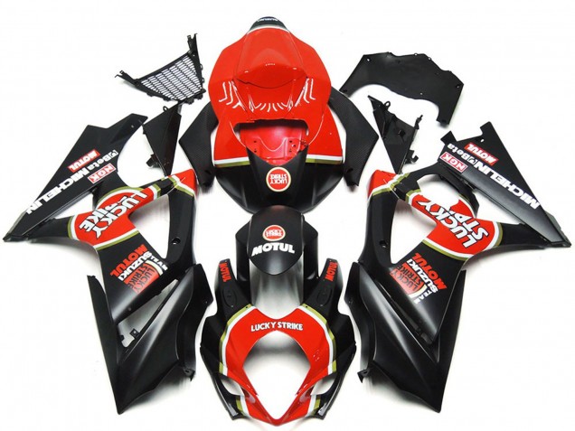 07-08 Noir Mat Vibrant Personnalisé Lucky Strike GSXR 1000 Carénage Moto 07-08 Noir Mat Vibrant Personnalisé Lucky Strike GSXR 1000 Carénage Moto