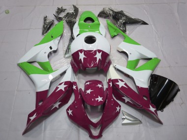 07-08 Étoiles & Rayures Vertes & Marron CBR600RR Carénage Moto
