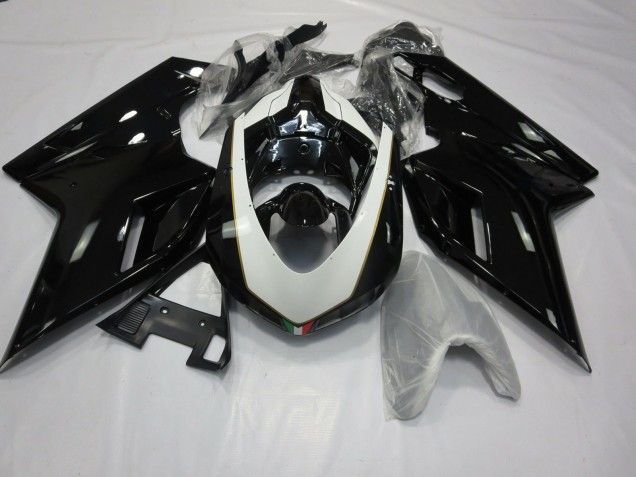 07-14 Noir & Blanc Brillant Ducati 848 1098 1198 Carénage Moto 07-14 Noir & Blanc Brillant Ducati 848 1098 1198 Carénage Moto
