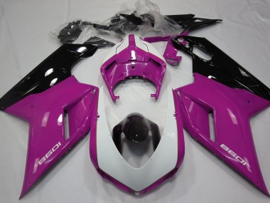 07-14 Rose Brillant & Blanc Ducati 848 1098 1198 Carénage Moto