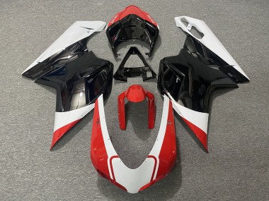 07-14 Rouge Brillant Blanc & Noir Ducati 848 1098 1198 Carénage Moto