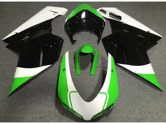 07-14 Vert Brillant Blanc & Noir Ducati 848 1098 1198 Carénage Moto