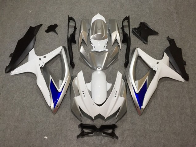 08-10 Argent Blanc Bleu GSXR 600-750 Carénage Moto 08-10 Argent Blanc Bleu GSXR 600-750 Carénage Moto