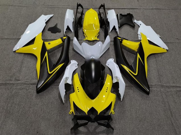 08-10 Jaune Brillant & Blanc GSXR 600-750 Carénage Moto 08-10 Jaune Brillant & Blanc GSXR 600-750 Carénage Moto