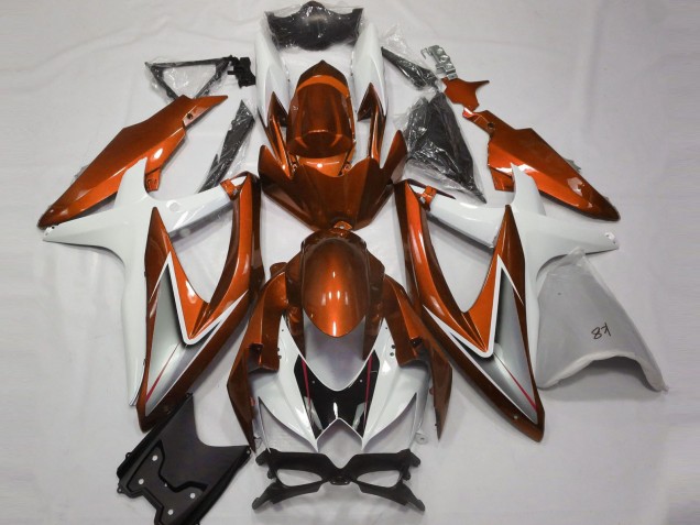 08-10 Orange Brillant & Blanc GSXR 600-750 Carénage Moto
