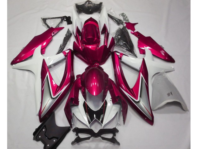 08-10 Rouge Brillant & Blanc GSXR 600-750 Carénage Moto
