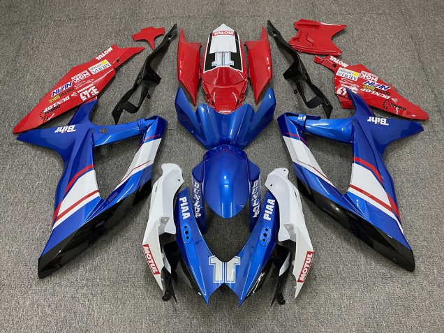 08-10 Style Personnalisé Brillant Rouge Bleu & Blanc GSXR 600-750 Carénage Moto