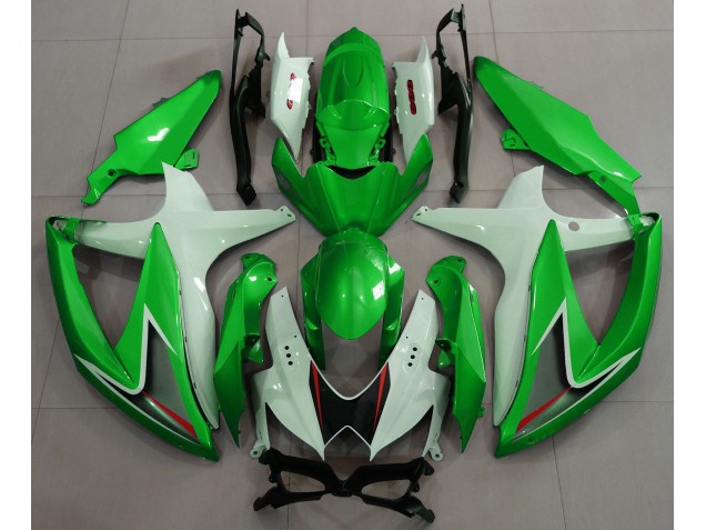 08-10 Vert Brillant & Blanc GSXR 600-750 Carénage Moto