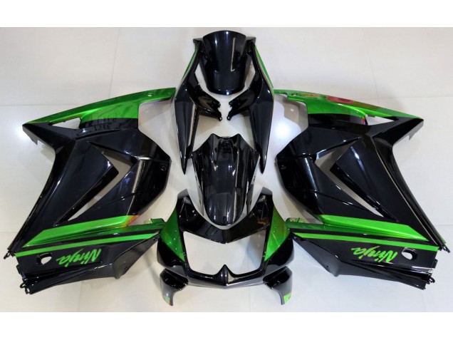 08-12 Noir Brillant & Vert Ninja 250 Carénage Moto