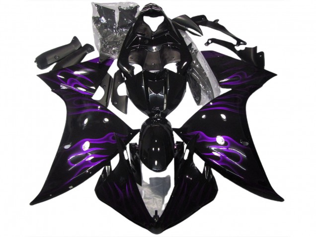 09-11 Noir & Violet Flamme R1 Carénage Moto