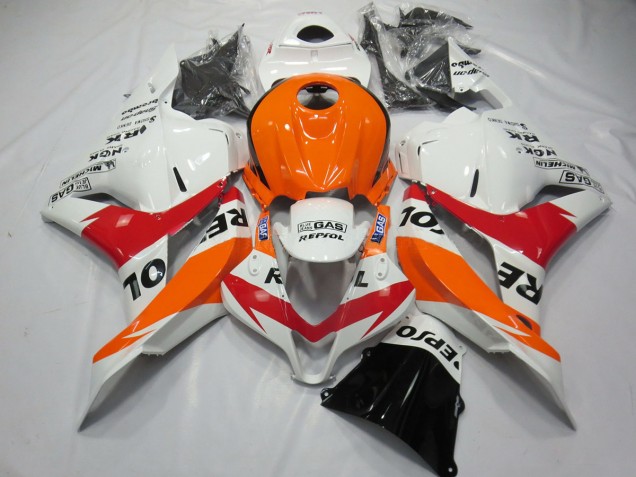 09-12 Blanc Rouge & Orange Repsol CBR600RR Carénage Moto