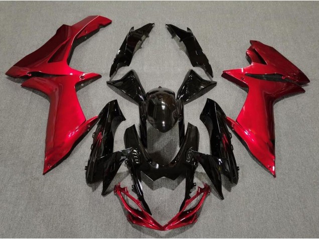 11-24 Noir Brillant & Rouge Lave GSXR 600-750 Carénage Moto