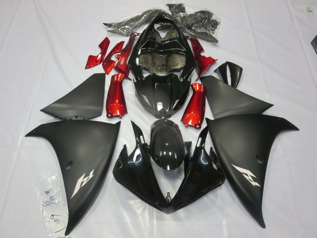 12-14 Noir Mat Rouge R1 Carénage Moto