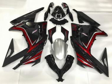 13-18 Noir Brillant & Rouge Ninja 300 Carénage Moto