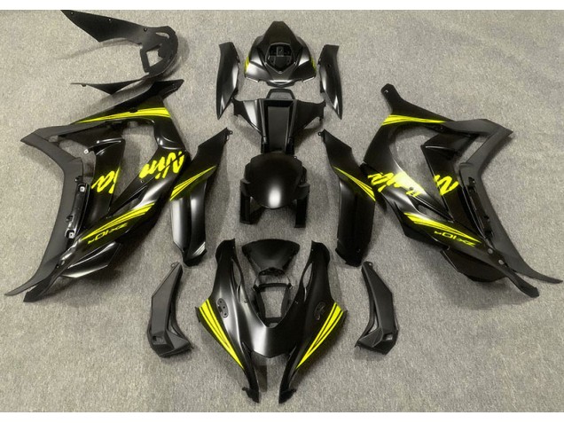 16-19 Noir Satiné & Jaune ZX10R Carénage Moto 16-19 Noir Satiné & Jaune ZX10R Carénage Moto
