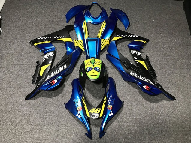 16-19 Requin Bleu Métallisé ZX10R Carénage Moto 16-19 Requin Bleu Métallisé ZX10R Carénage Moto