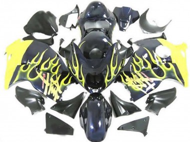 Achat Carénages Moto Suzuki GSXR 1300 1996-2007 - Noir Brillant Jaune Flamme
