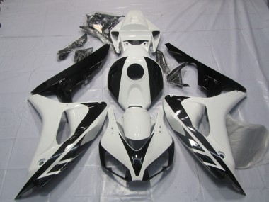 Achat Carénages Moto Honda CBR1000RR 2006-2007 - Blanc Noir Brillant OEM Style No Décalque
