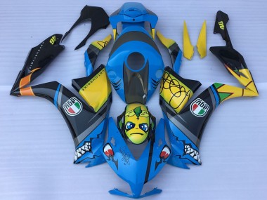 Achat Carénages Moto Honda CBR1000RR 2012-2016 - Bleu Jaune Noir Brillant Requin Teeth