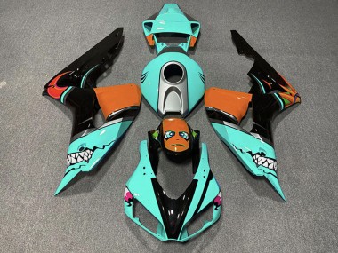 Achat Carénages Moto Honda CBR1000RR 2006-2007 - Cyan Bleu Orange Noir Brillant Requin