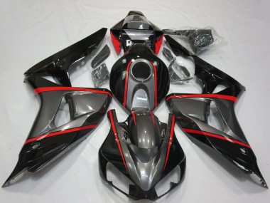 Achat Carénages Moto Honda CBR1000RR 2006-2007 - Gris Noir Brillant Rouge Bande