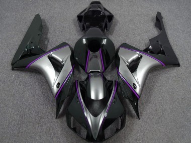 Achat Carénages Moto Honda CBR1000RR 2006-2007 - Argent Violet Noir Brillant Rayures