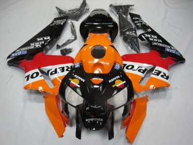 Achat Carénages Moto Honda CBR600RR 2005-2006 - Orange Rouge Blanc Noir Bottom Repsol