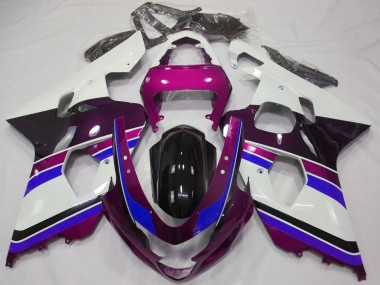 Achat Carénages Moto Suzuki GSXR 600 / GSXR 750 2004-2005 - Blanc Rose Bleu Noir Brillant