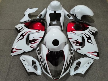 Achat Carénages Moto Suzuki GSXR 1300 2008-2020 - Blanc Brillant Rouge Flamme