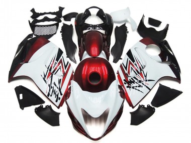 Achat Carénages Moto Suzuki GSXR 1300 2008-2020 - Blanc Brillant Rouge Foncé