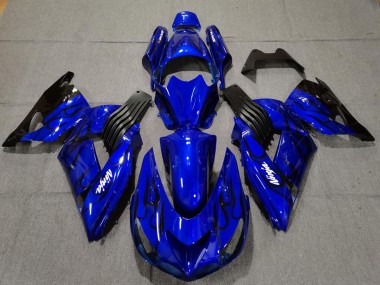 Achat Carénages Moto Kawasaki ZX14R 2006-2011 - Bleu Noir Flamme